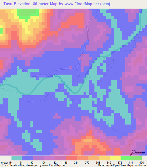Tuvu,Fiji Elevation Map