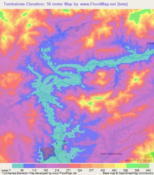 Tumbairata,Fiji Elevation Map
