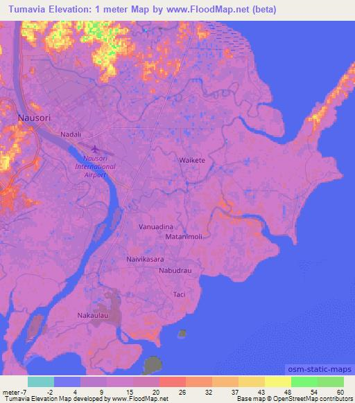 Tumavia,Fiji Elevation Map