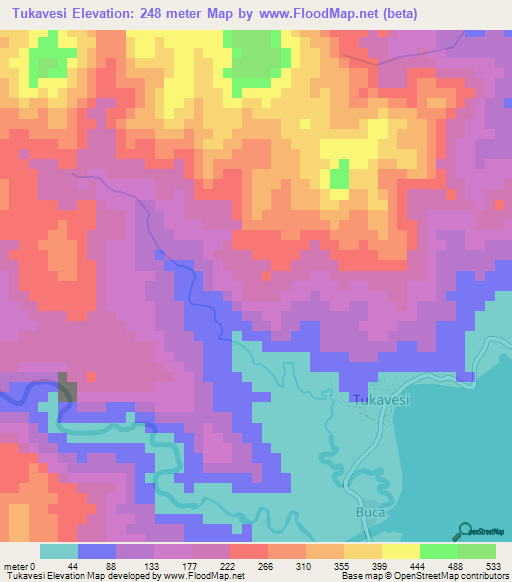 Tukavesi,Fiji Elevation Map