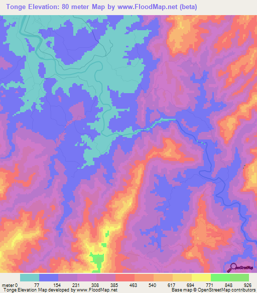 Tonge,Fiji Elevation Map