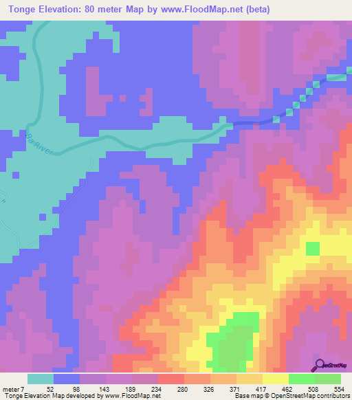 Tonge,Fiji Elevation Map