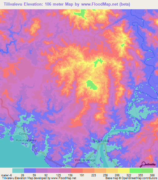 Tilivalevu,Fiji Elevation Map