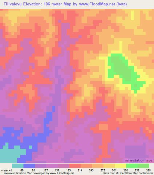 Tilivalevu,Fiji Elevation Map