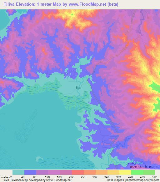 Tiliva,Fiji Elevation Map