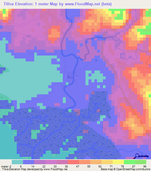 Tiliva,Fiji Elevation Map