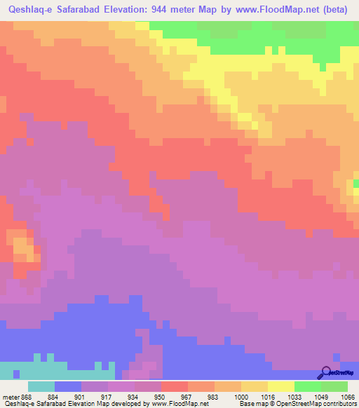 Qeshlaq-e Safarabad,Iran Elevation Map