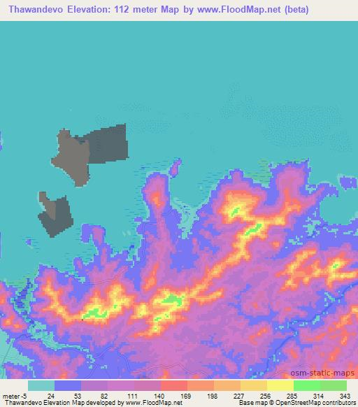 Thawandevo,Fiji Elevation Map