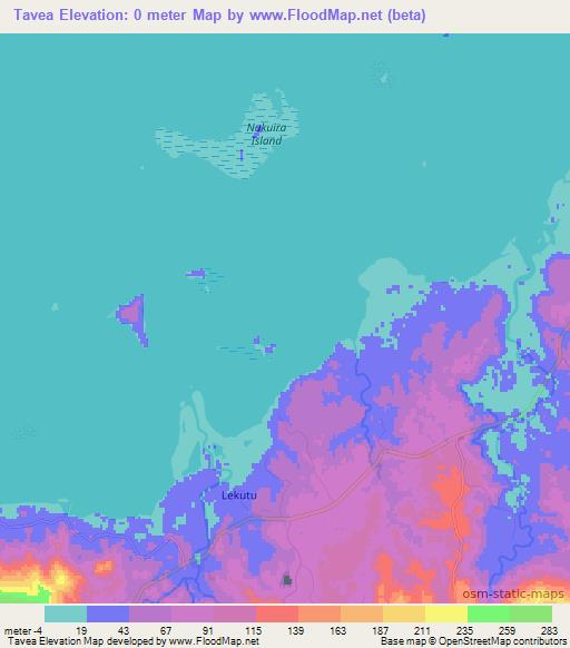 Tavea,Fiji Elevation Map