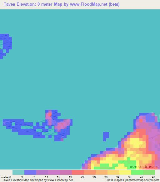 Tavea,Fiji Elevation Map
