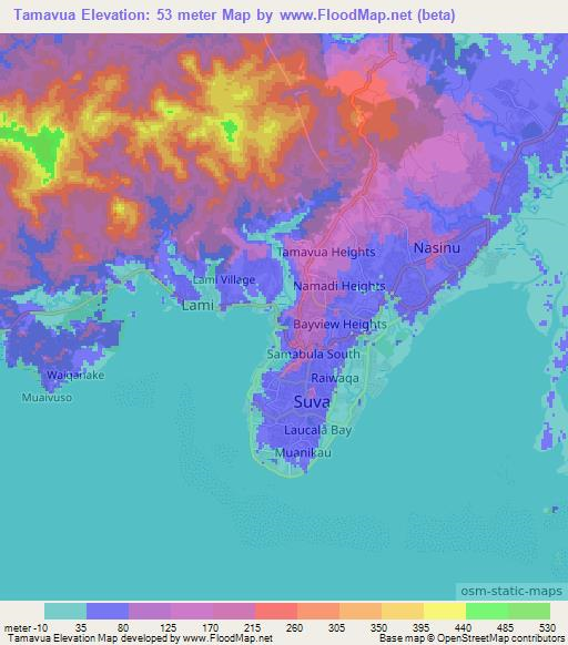 Tamavua,Fiji Elevation Map