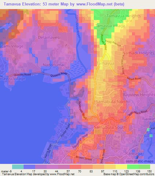 Tamavua,Fiji Elevation Map