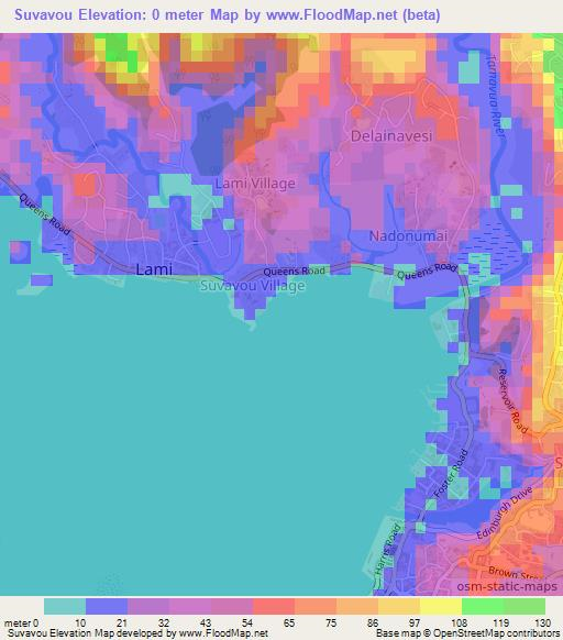 Suvavou,Fiji Elevation Map