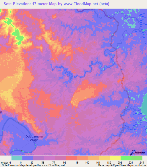 Sote,Fiji Elevation Map