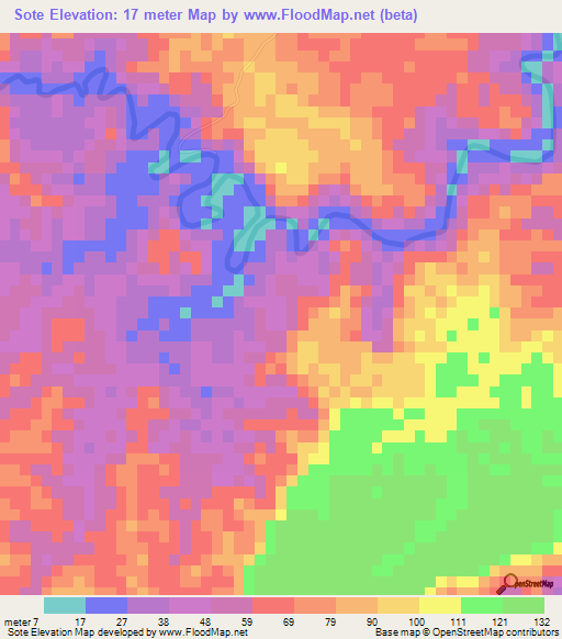 Sote,Fiji Elevation Map