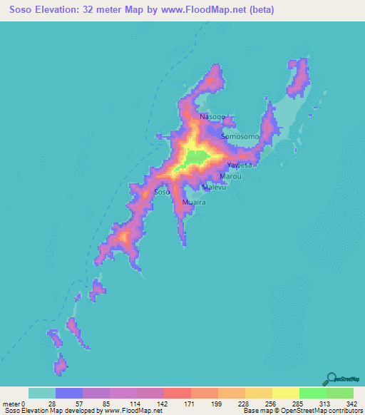 Soso,Fiji Elevation Map