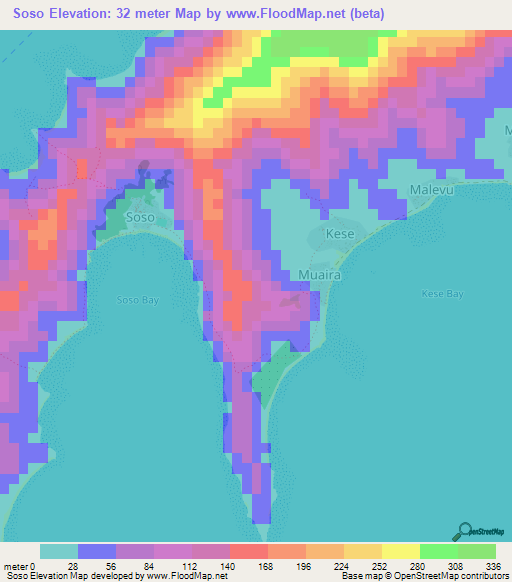 Soso,Fiji Elevation Map