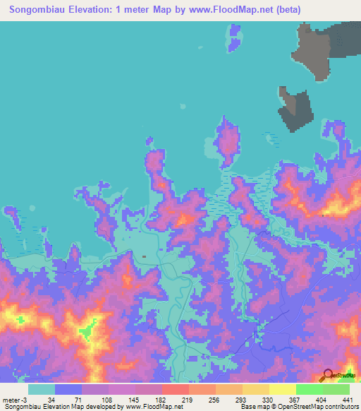 Songombiau,Fiji Elevation Map