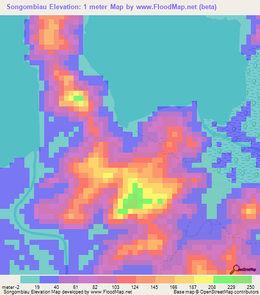 Songombiau,Fiji Elevation Map