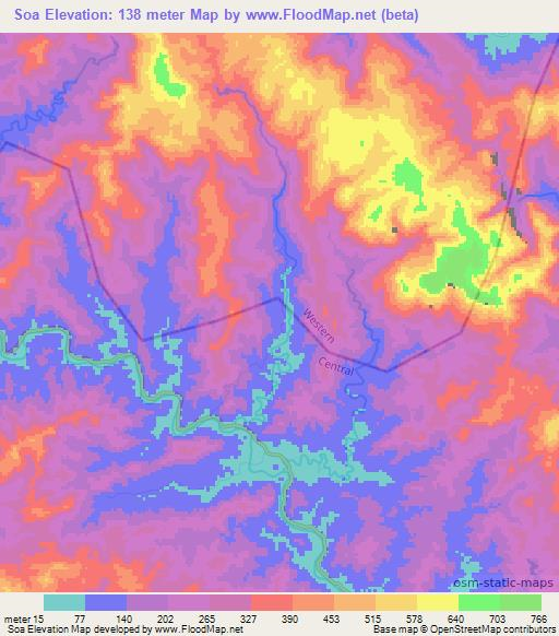 Soa,Fiji Elevation Map