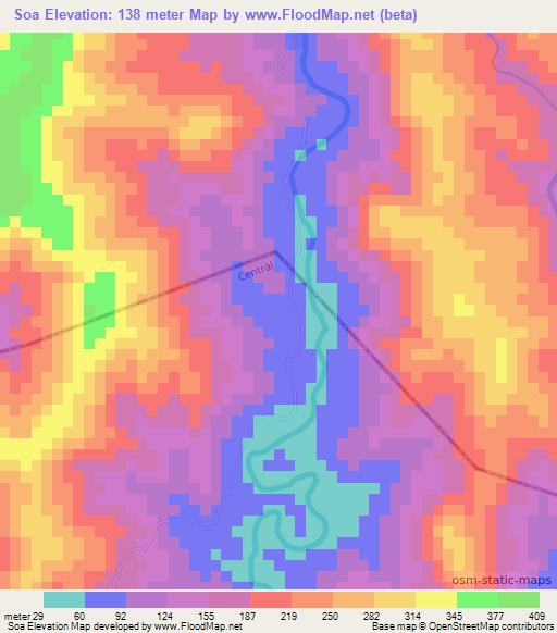 Soa,Fiji Elevation Map