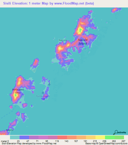 Sisili,Fiji Elevation Map