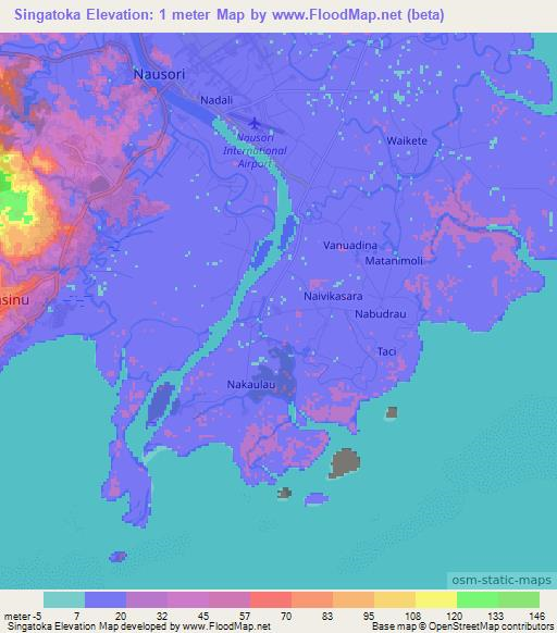 Singatoka,Fiji Elevation Map