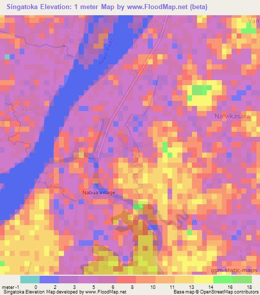 Singatoka,Fiji Elevation Map