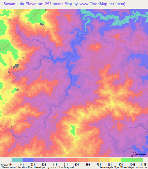 Sawanikula,Fiji Elevation Map