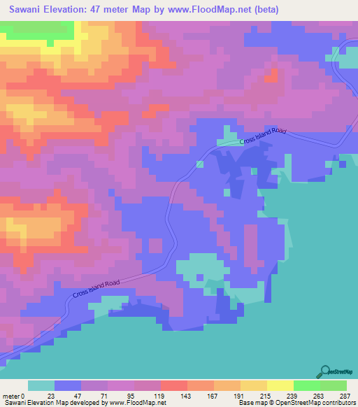 Sawani,Fiji Elevation Map