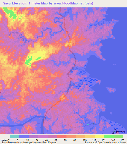 Savu,Fiji Elevation Map