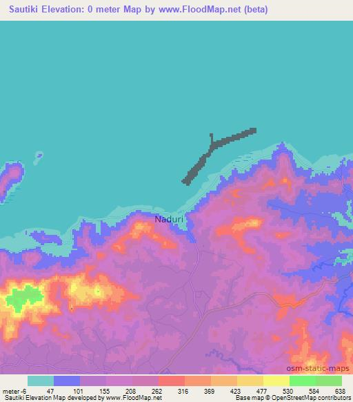 Sautiki,Fiji Elevation Map