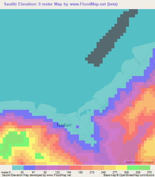 Sautiki,Fiji Elevation Map