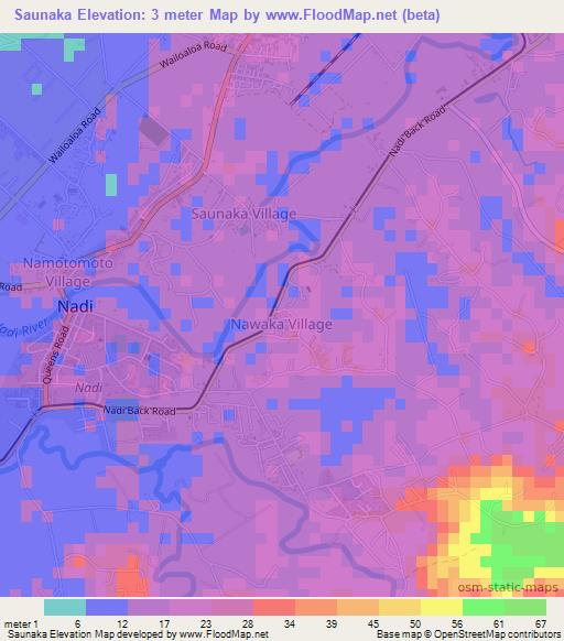 Saunaka,Fiji Elevation Map