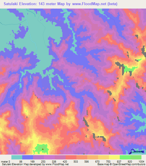 Satulaki,Fiji Elevation Map