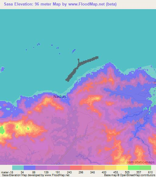 Sasa,Fiji Elevation Map