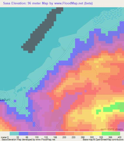 Sasa,Fiji Elevation Map