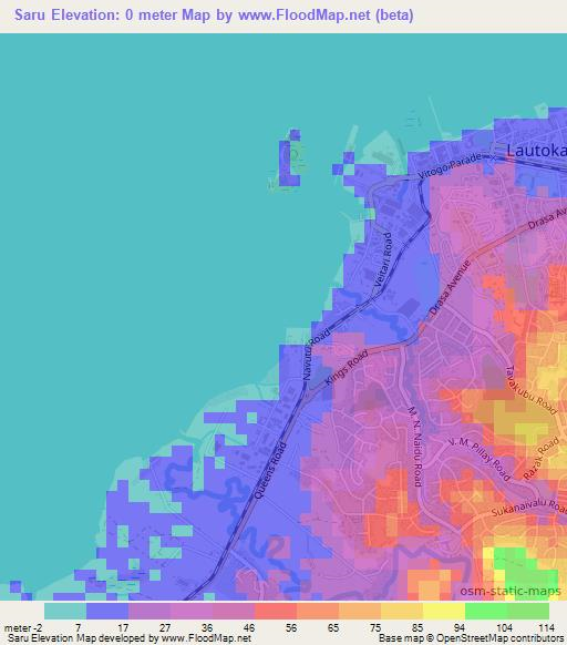 Saru,Fiji Elevation Map