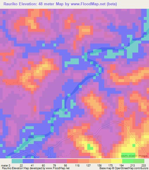 Rauriko,Fiji Elevation Map