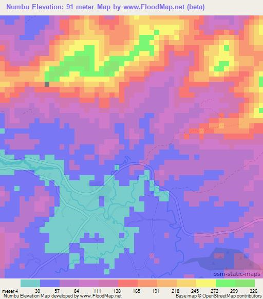 Numbu,Fiji Elevation Map