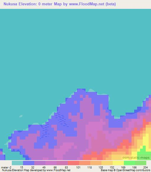 Nukusa,Fiji Elevation Map