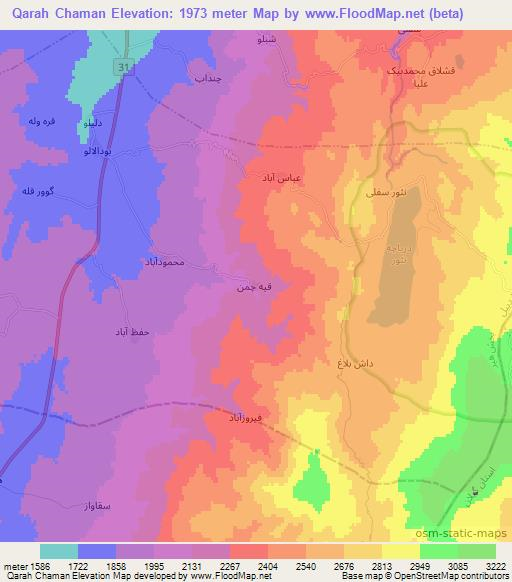 Qarah Chaman,Iran Elevation Map