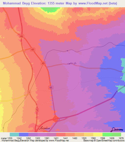 Mohammad Beyg,Iran Elevation Map