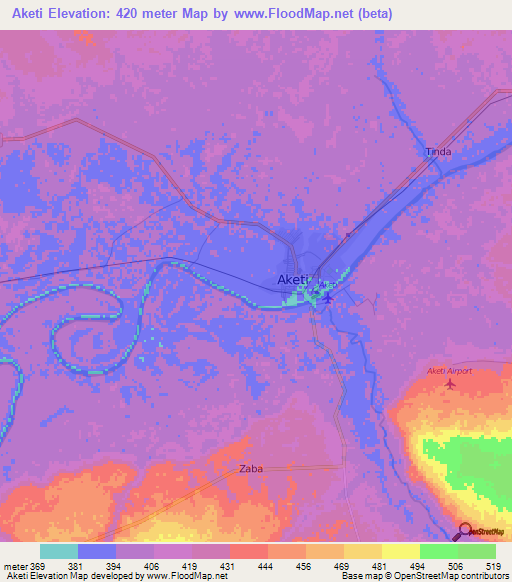 Aketi,Congo (Kinshasa) Elevation Map