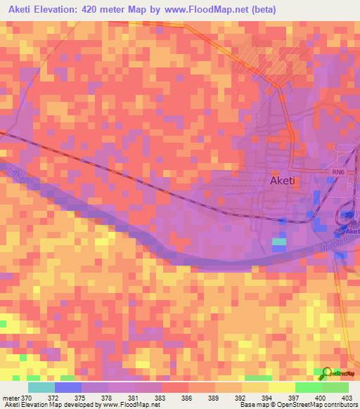 Aketi,Congo (Kinshasa) Elevation Map