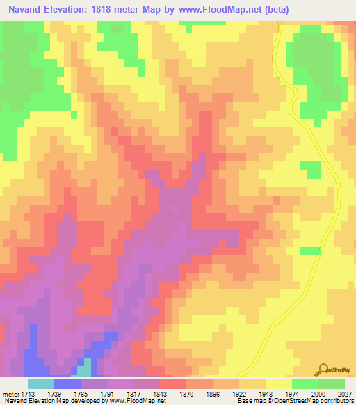 Navand,Iran Elevation Map