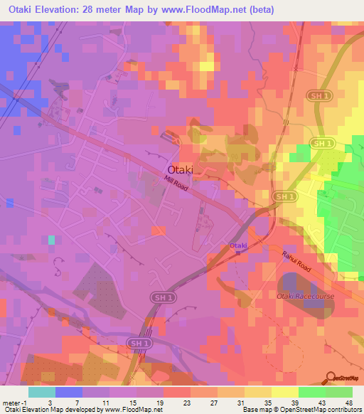 Otaki,New Zealand Elevation Map