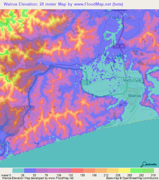 Wairoa,New Zealand Elevation Map