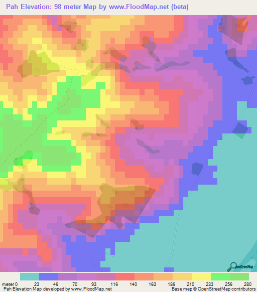 Pah,New Zealand Elevation Map