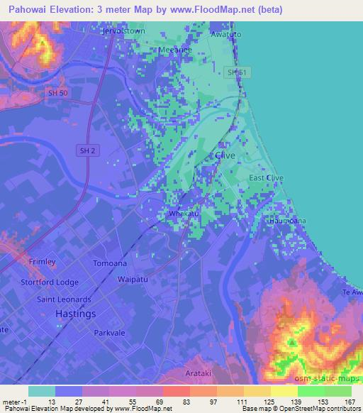 Pahowai,New Zealand Elevation Map